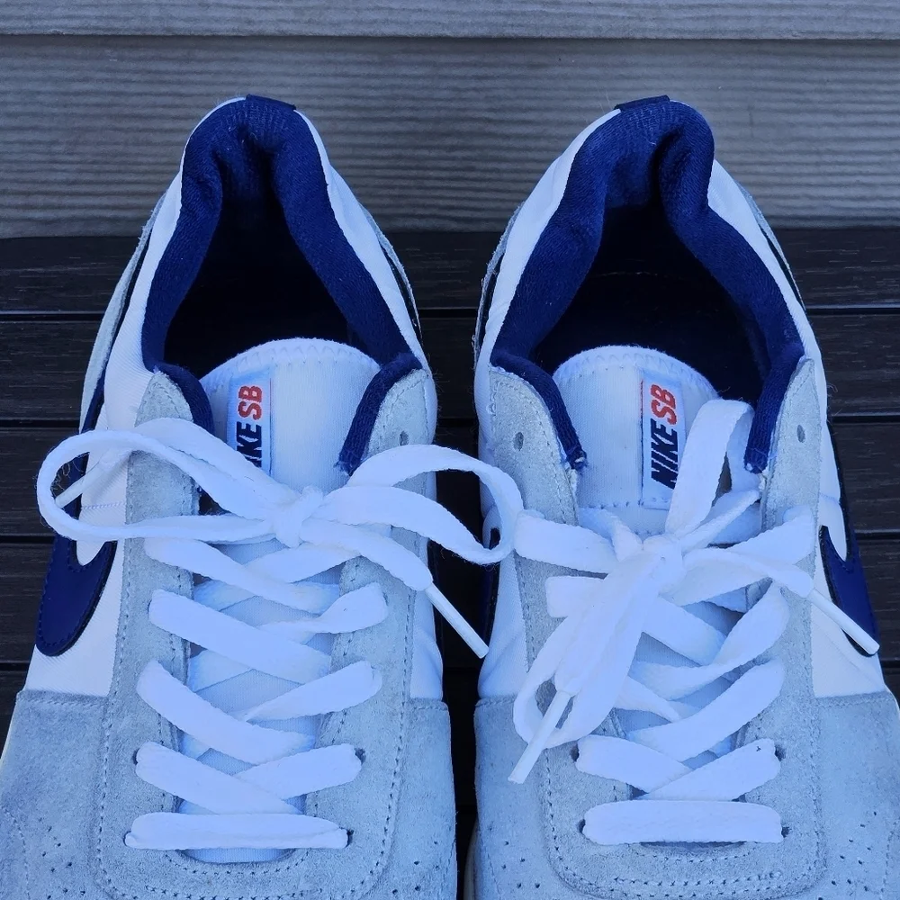 Nike Heritage Vulc SB White Gray Deep Royal Blue Shoes Mens Sneakers Size 9.5